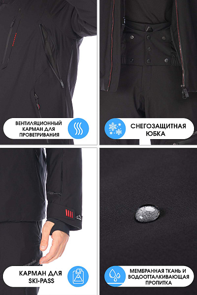 Мужской горнолыжный Костюм WHS Черный, 8783471K2