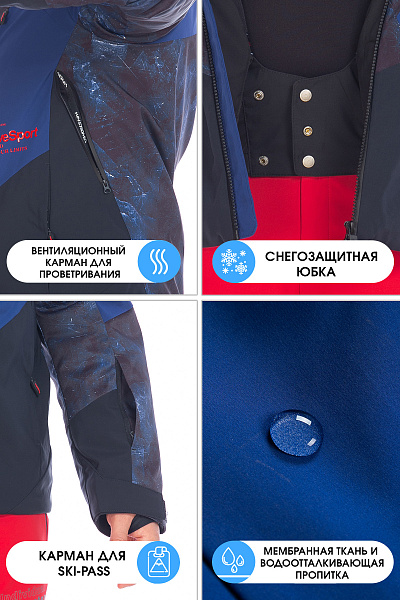 Мужской горнолыжный Костюм WHS Синий, 8783390K2