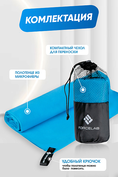 Полотенце Forcelab Голубой 80х130, 7066135