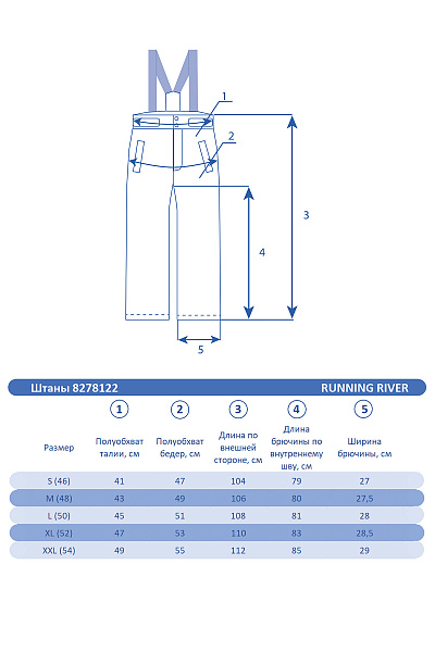 Мужские горнолыжные Штаны Running River Голубой, 8278122