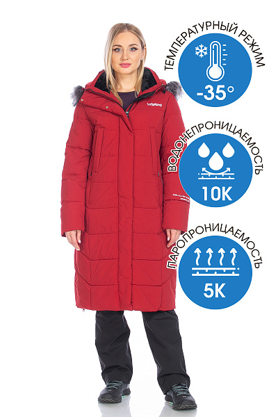 Пуховик женский WHS Бордовый, 8783401