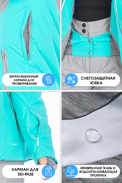 Женский горнолыжный Костюм High Experience Бирюзовый, 6980409K1