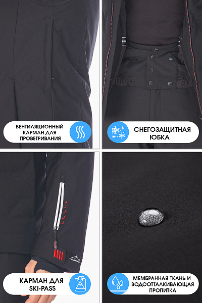 Мужской горнолыжный Костюм WHS Черный, 8783470K2