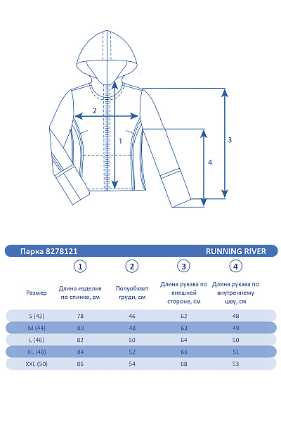 Женская зимняя Парка Running River Голубой, 8278121