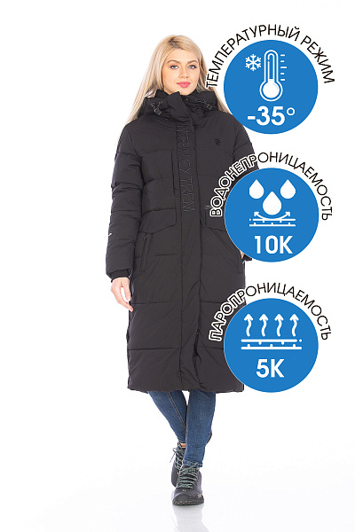 Пуховик WHS Черный, 8783396